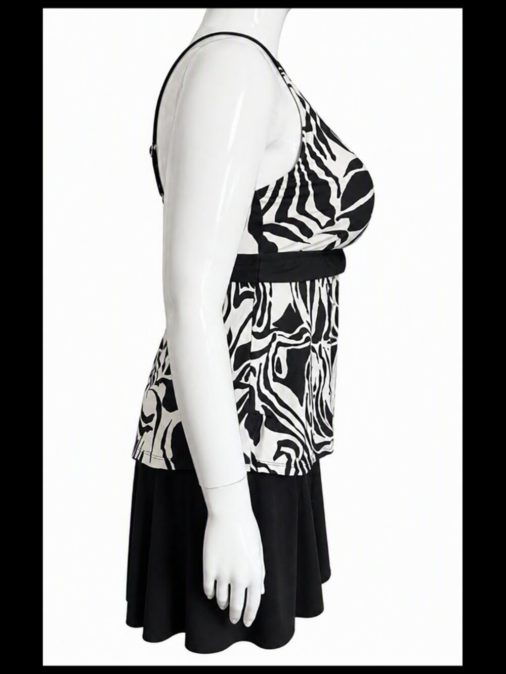 Animal Print Black and White Swim Top and CoverUp- 1XL - Picture 5 of 9